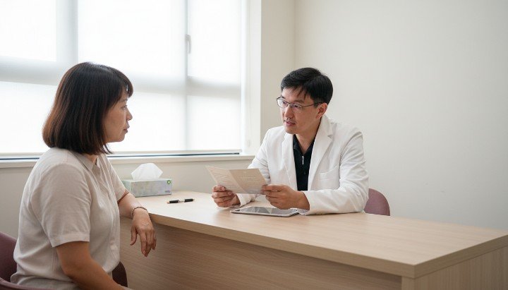 專業醫師正在為患者進行過敏治療諮詢 診所內部展示先進的過敏治療環境設備 患者接受過敏治療後的健康生活寫照 醫師解釋過敏治療中的三階段控制邏輯