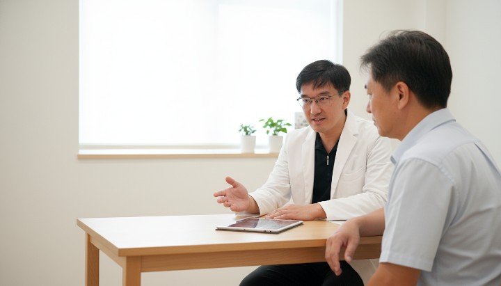 專業醫師為患者解析男生消除眼袋原理 展示醫美診所進行男生消除眼袋精準評估 穿著正式西裝男士諮詢男生消除眼袋療程 模擬手術室中針對男生消除眼袋的操作圖